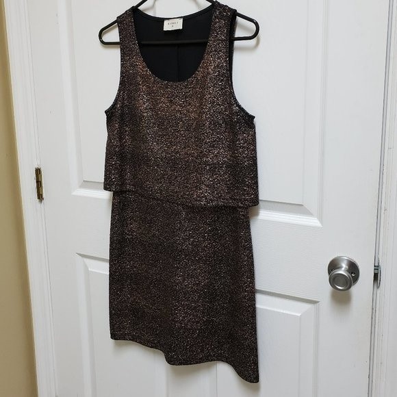 Everly M Black with Metallic Sparkle Layered Look Sleeveless Dress - Picture 7 of 11